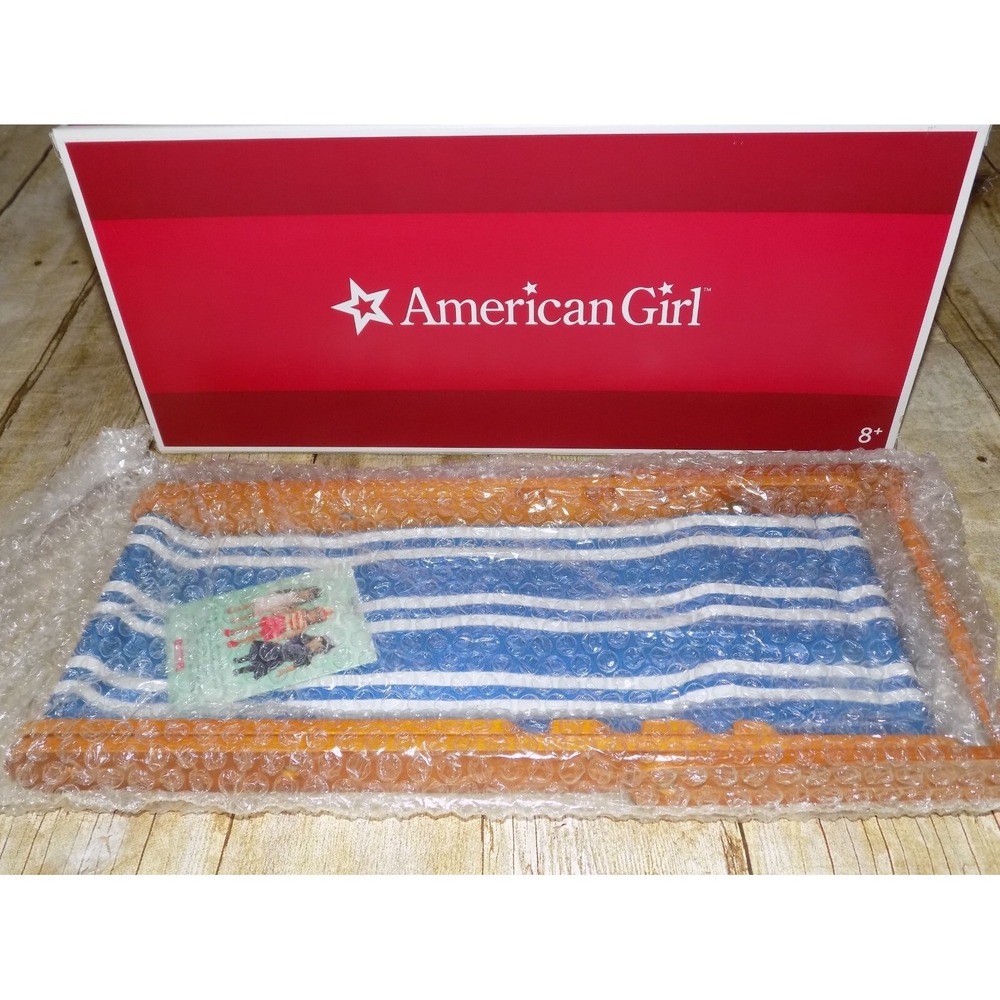 American Girl Kit's Beach Chair Blue White Striped Wooden Folding Doll Accessory